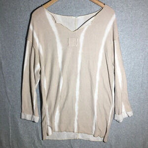 Womens Jodifl Blouse V Neck Neutral Striped Boho Beachy Thin Long Sleeve